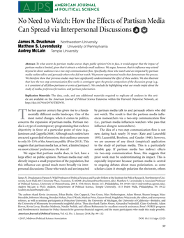 No Need to Watch: How the Effects of Partisan Media Can Spread Via Interpersonal Discussions