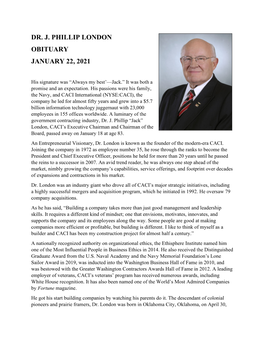 Dr. J.P. London Obituary