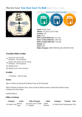 Marvin Gaye You Sure Love to Ball Mp3, Flac, Wma