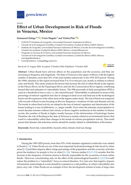Effect of Urban Development in Risk of Floods in Veracruz, Mexico