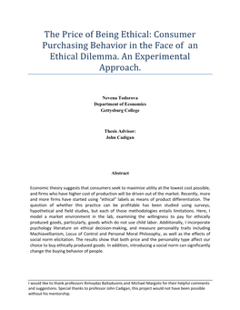 The Price of Being Ethical: Consumer Purchasing Behavior in the Face of an Ethical Dilemma