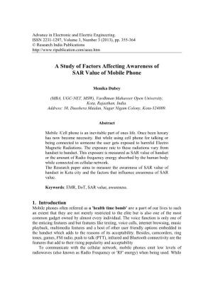 A Study of Factors Affecting Awareness of SAR Value of Mobile Phone