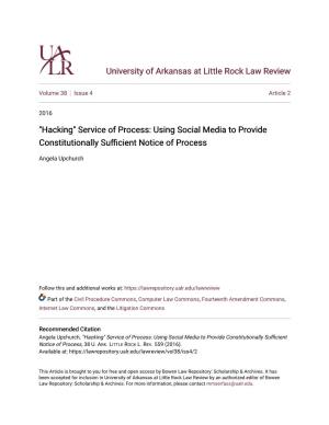 "Hacking" Service of Process: Using Social Media to Provide Constitutionally Sufficient Notice of Ocesspr