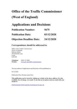 Applications and Decisions for the West of England 5675