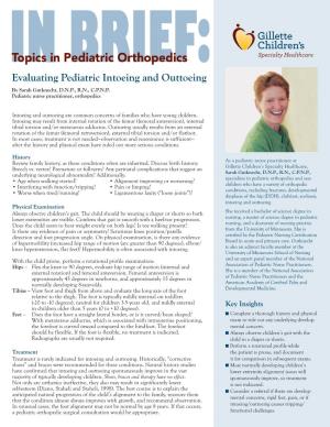Evaluating Pediatric Intoeing and Outtoeing by Sarah Gutknecht, D.N.P., R.N., C.P.N.P