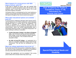 Post 16 Options for Pupils in Transitions (Years 11-14