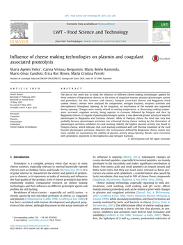 Influence of Cheese Making Technologies on Plasmin And