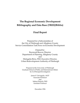 The Regional Economic Development Bibliography and Data Base (TRED/Biblio)