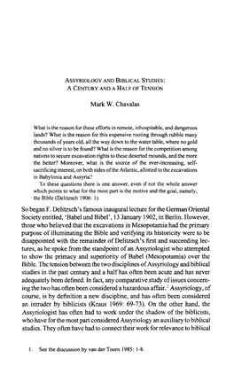 Chavalas Assyriology and Biblical Studies