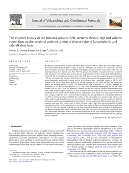 The Eruptive History of the Mascota Volcanic Field, Western Mexico: Age