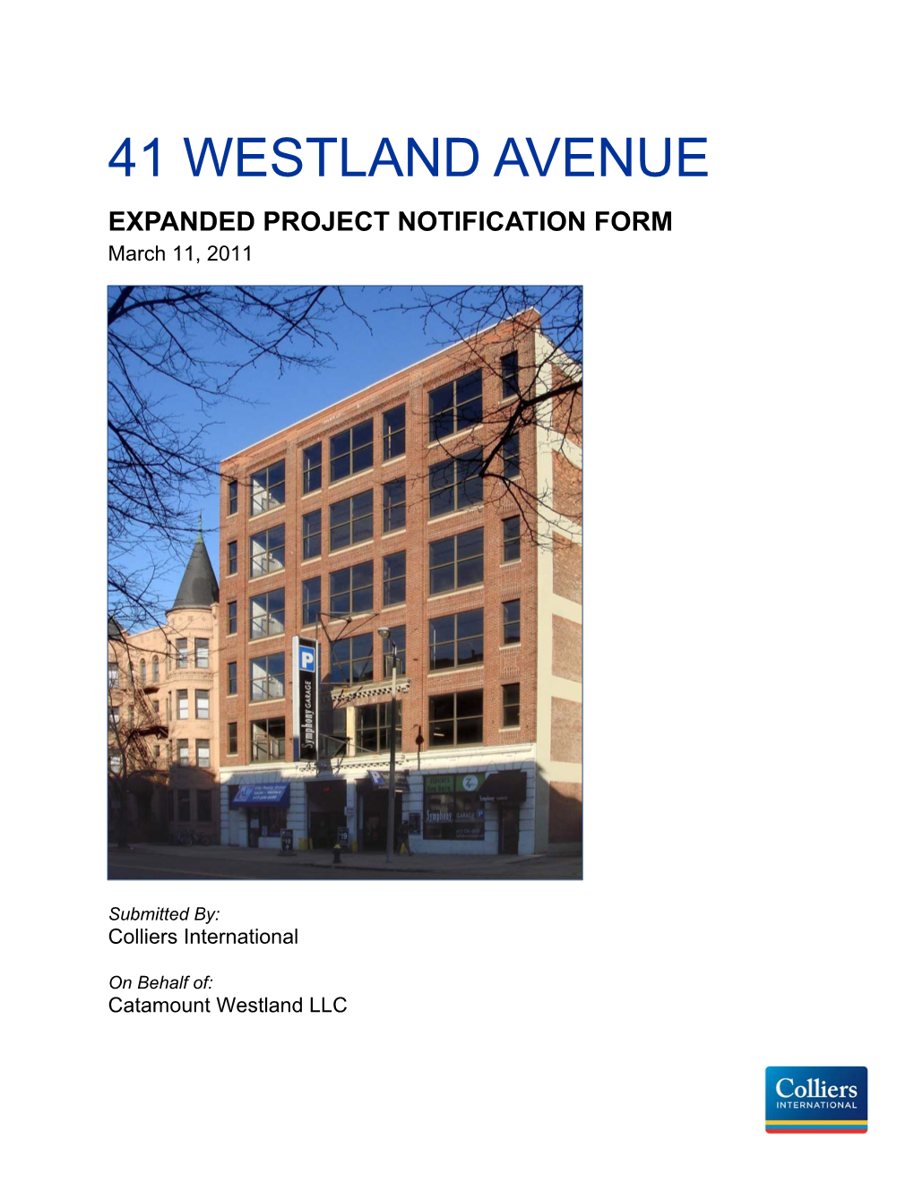 41 WESTLAND AVENUE EXPANDED PROJECT NOTIFICATION FORM March 11, 2011