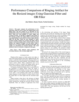 Performance Comparison of Ringing Artifact for the Resized Images Using Gaussian Filter and OR Filter