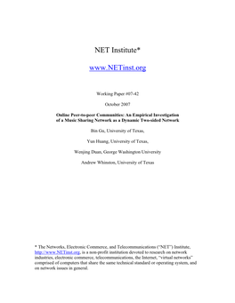 NET Institute*