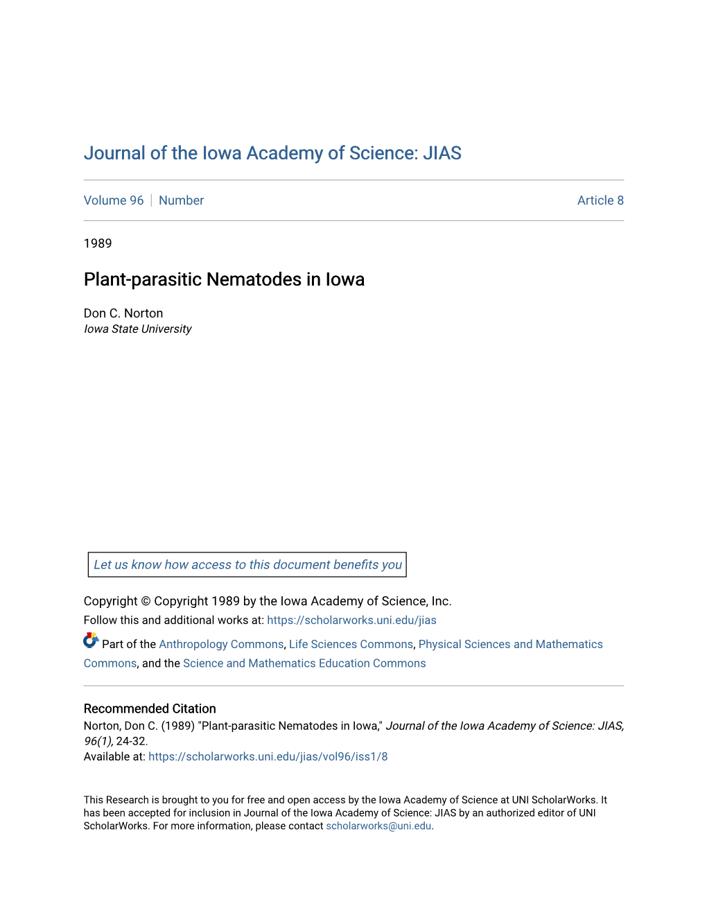 Plant-Parasitic Nematodes in Iowa