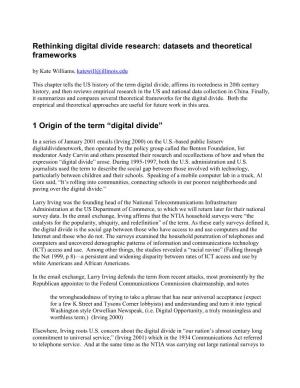 Rethinking Digital Divide Research: Datasets and Theoretical Frameworks
