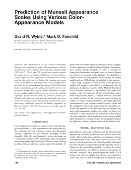 Prediction of Munsell Appearance Scales Using Various Color-Appearance Models
