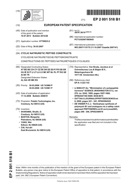 Cyclic Natriuretic Peptide Constructs Cyclische Natriuretische Peptidkonstrukte Constructions De Peptides Natriurétiques Cycliques