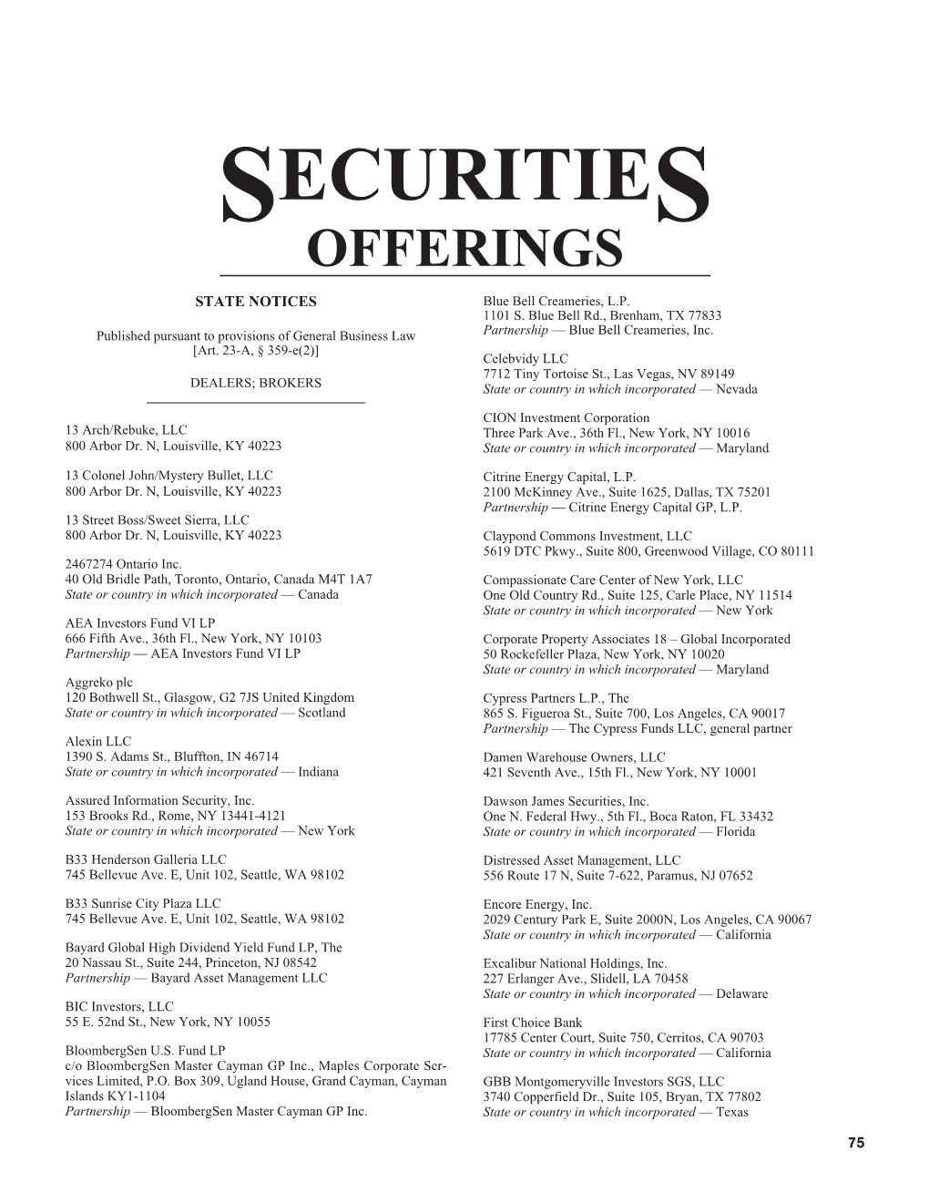 Securities Offerings