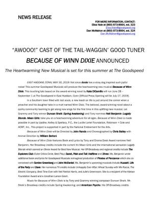 Cast of the Tail-Waggin' Good Tuner Because of Winn Dixie Announced