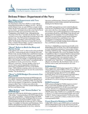 Defense Primer: Department of the Navy