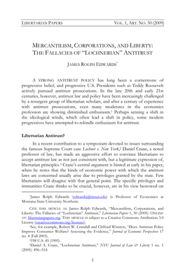 Mercantilism, Corporations, and Liberty: the Fallacies of “Lochnerian” Antitrust