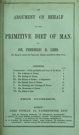 An Argument on Behalf of the Primitive Diet Of