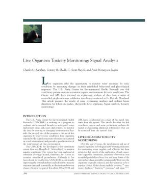Live Organism Toxicity Monitoring: Signal Analysis