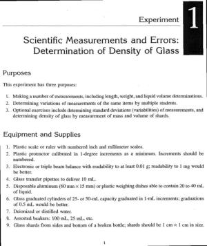 Scientific Measurements and Errors: Determination Ofdensityof Glass