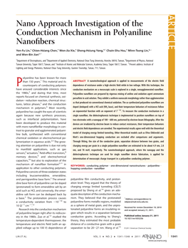 ARTICLE Nano Approach Investigation of the Conduction Mechanism in Polyaniline Nanoﬁbers