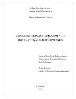 Ceo Incentive Plans Improvement in International Public Companies