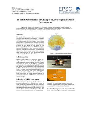 In-Orbit Performance of Chang'e-4 Low Frequency Radio Spectrometer