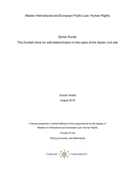 Human Rights Syrian Kurds: the Kurdish Drive for Self-Determination in the Wake Of