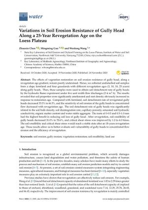 Variations in Soil Erosion Resistance of Gully Head Along a 25-Year Revegetation Age on the Loess Plateau
