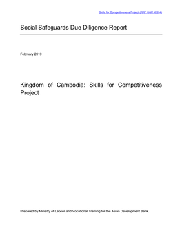 Social Safeguards Due Diligence Report Kingdom of Cambodia