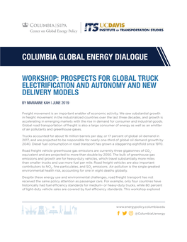 Workshop: Prospects for Global Truck Electrification and Autonomy and New Delivery Models