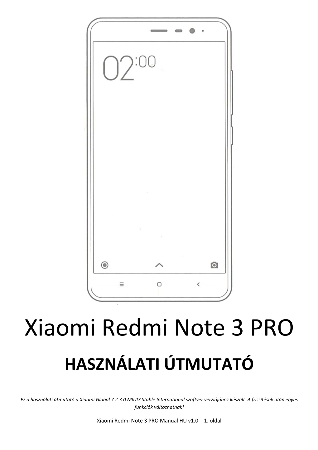 Xiaomi Redmi Note 3 PRO HASZNÁLATI ÚTMUTATÓ