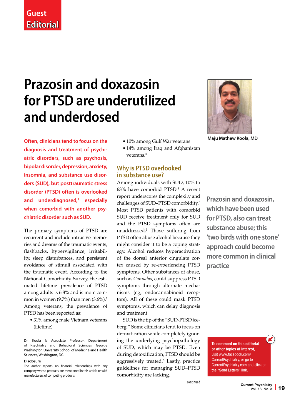 Prazosin and Doxazosin for PTSD Are Underutilized and Underdosed