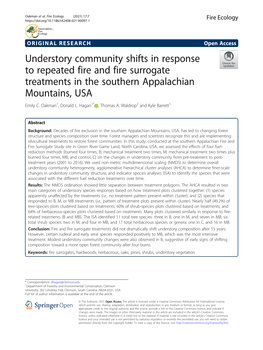 Understory Community Shifts in Response to Repeated Fire and Fire Surrogate Treatments in the Southern Appalachian Mountains, USA Emily C