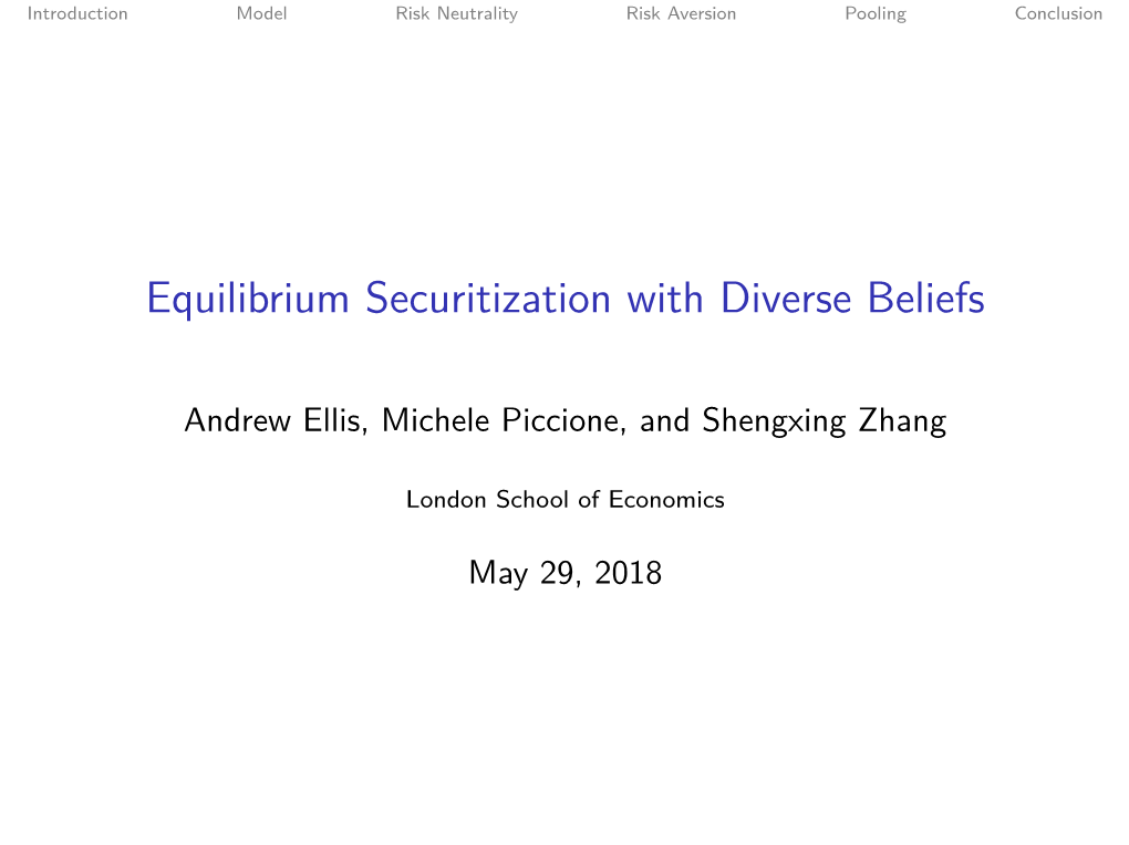 Equilibrium Securitization with Diverse Beliefs