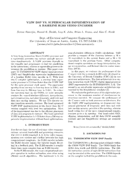 VLIW DSP Vs. Superscalar Implementation of a Baseline H.263