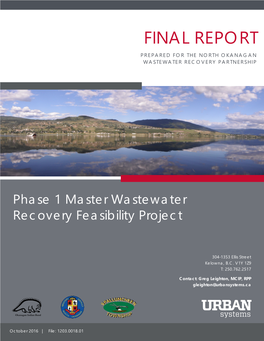 Final Report Prepared for the North Okanagan Wastewater Recovery Partnership