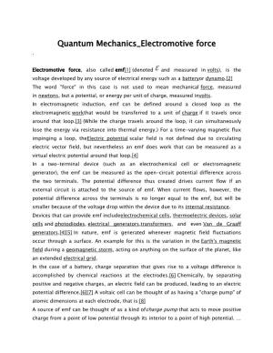 Quantum Mechanics Electromotive Force