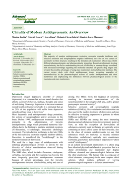 Chirality of Modern Antidepressants