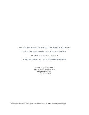 Position Statement on the Routine Administration of Cognitive