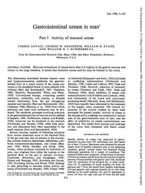 Gastrointestinal Urease in Man'