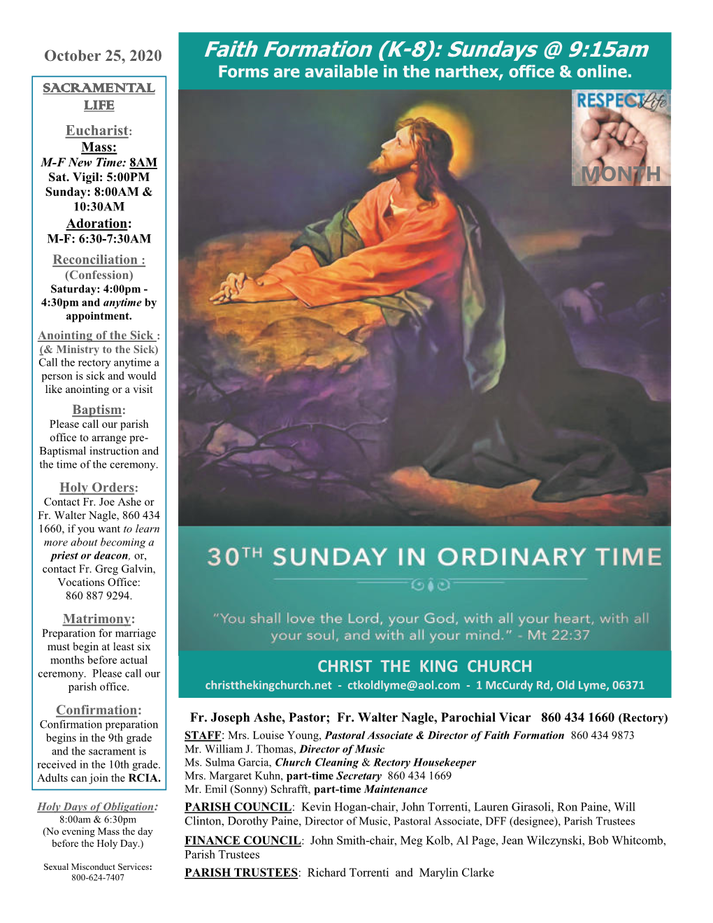 Faith Formation (K-8): Sundays @ 9:15Am Forms Are Available in the Narthex, Office & Online