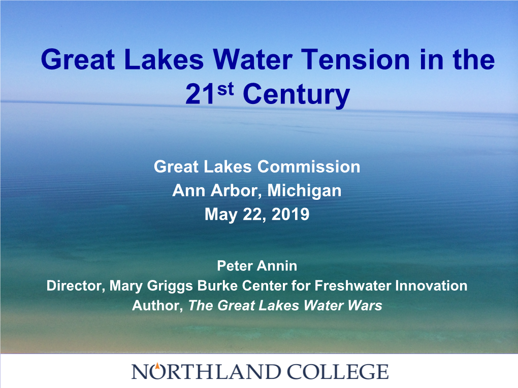 Water Tension & the Great Lakes Compact