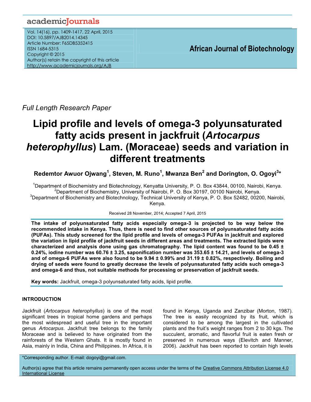 Artocarpus Heterophyllus) Lam