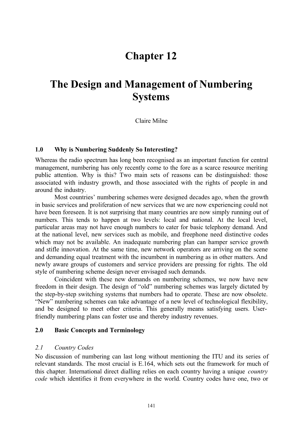 Chapter 12 the Design and Management of Numbering Systems