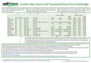 London Day Return and Travelcard Fares from Cambridge